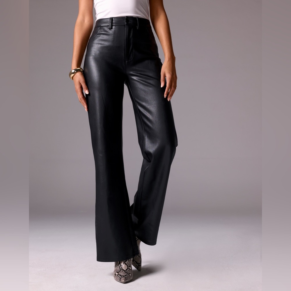 Boston Proper Black Wide-Leg Faux Leather Trousers